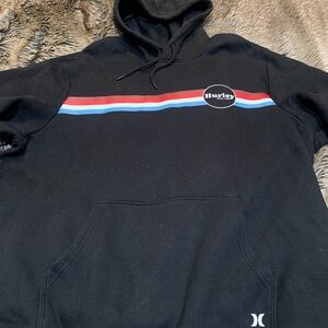 HURLEY Men's Pull-Over Hoodie JAMMER STRIPE PERFORMANCE Black Size XXL